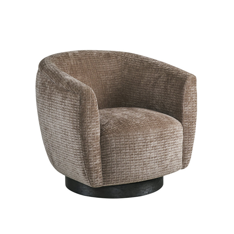 Zanzibar Upholstered Swivel Barrel Chair in Brown